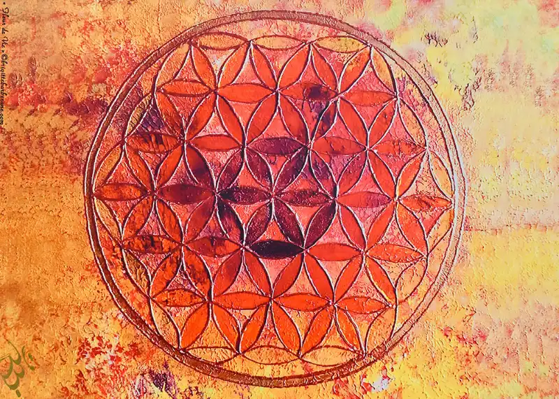 Fleur de vie dorée, symbole d'harmonie et d'équilibre
